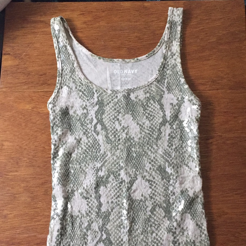 Snakeskin sequin tank top